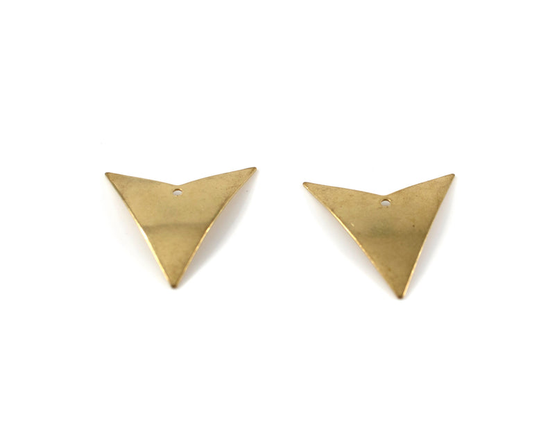 4 x Raw Brass Domed Triangle Charms, 25mm (C0133)