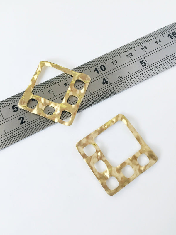 2 x Large Raw Brass Open Rhombus Connector, 32mm (C0040)