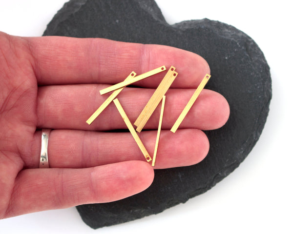 8 x Raw Brass Bar Pendants, 30x2mm Brass Stick Charms (C0013)