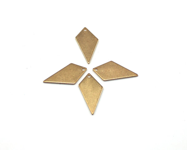 8 x Raw Brass Irregular Rhombus Charms, 20x9mm (C0218)