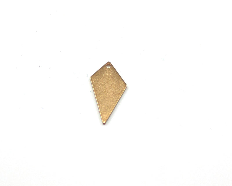 8 x Raw Brass Irregular Rhombus Charms, 20x9mm (C0218)