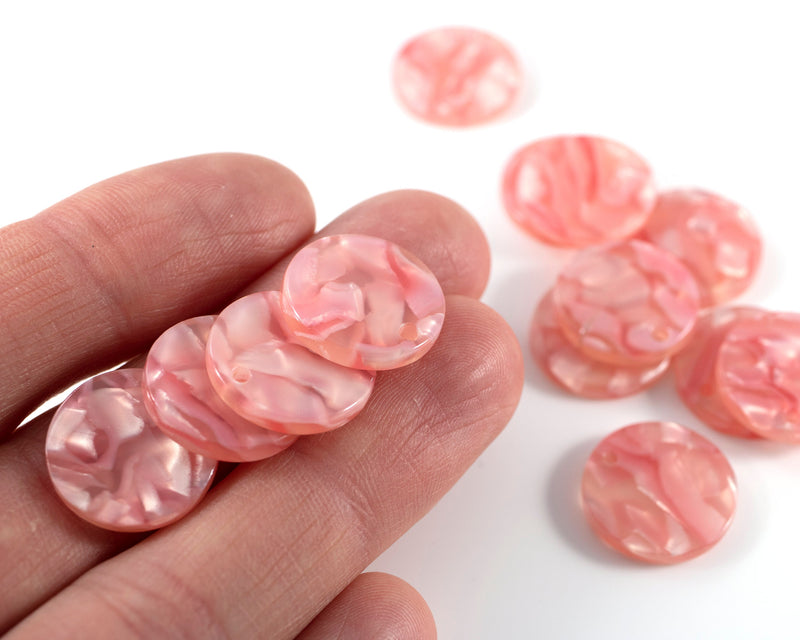 6 x Watermelon Round Resin Charms, 17mm Acetate Cellulose Pendants