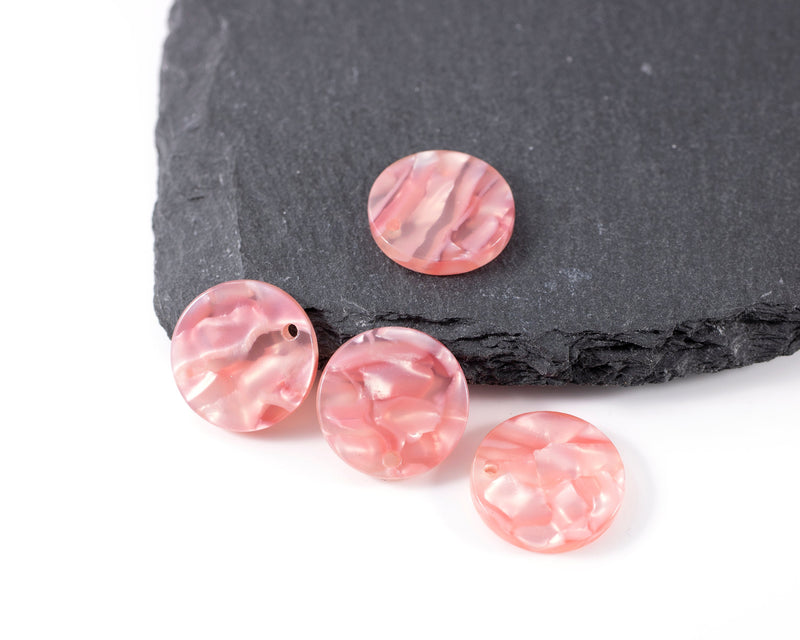 6 x Watermelon Round Resin Charms, 17mm Acetate Cellulose Pendants