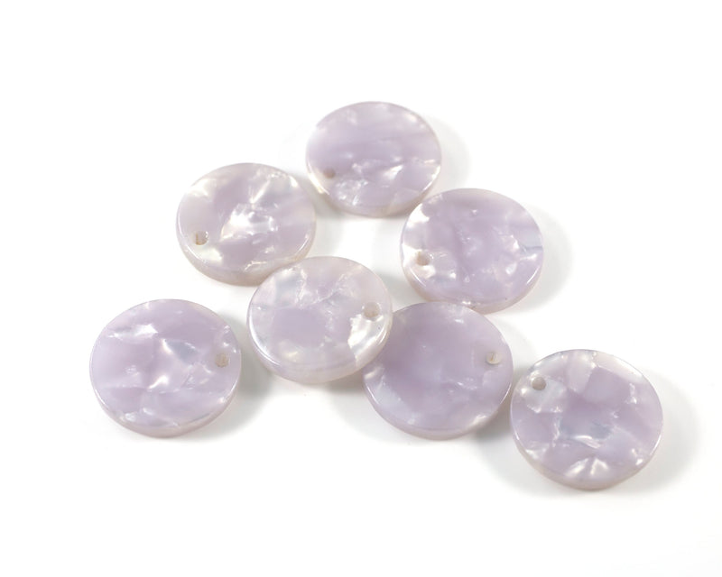 6 x Pearlescent Lilac Round Resin Charms, 17mm