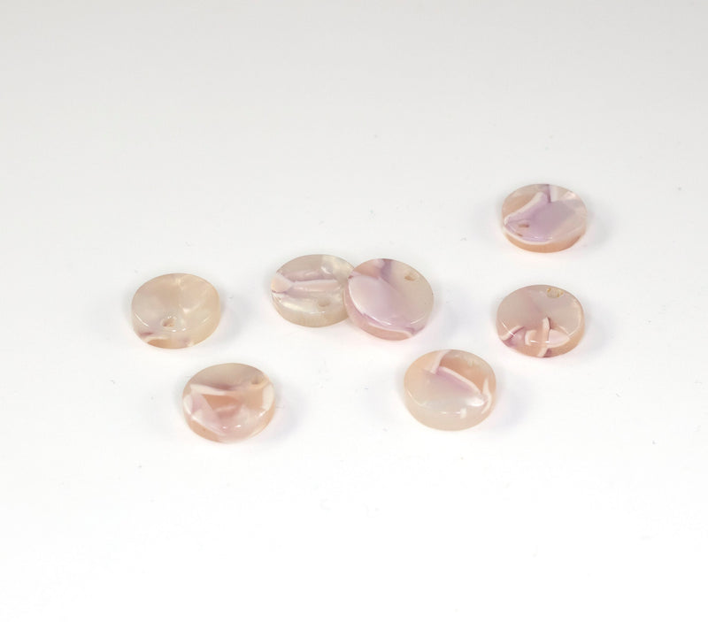 6 x Peach Blush Resin Charms, 10mm (C0574A)