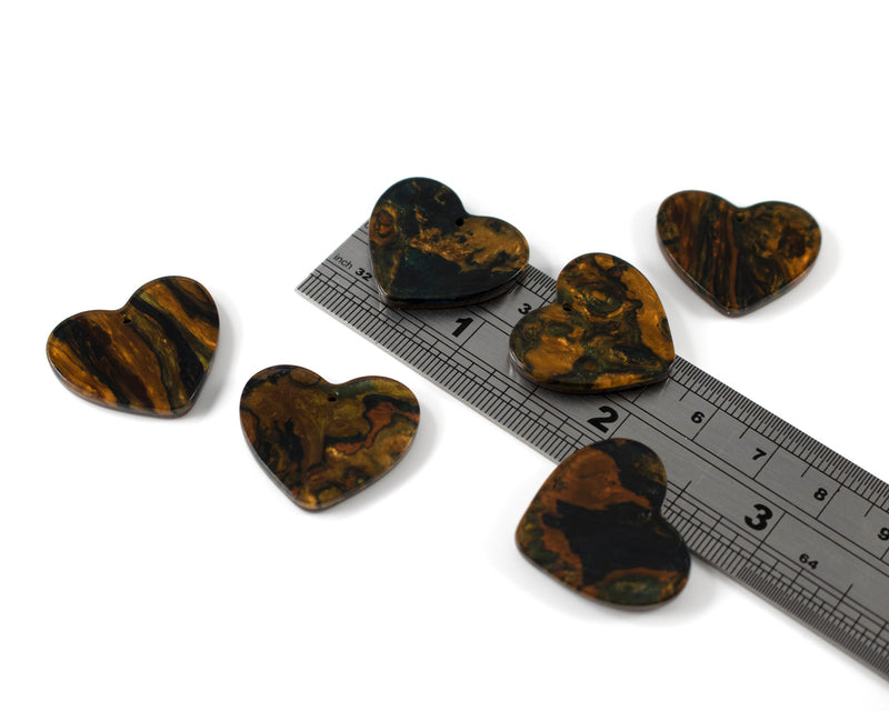 6 x Cellulose Acetate Heart Pendants, 22x25mm (C0601)