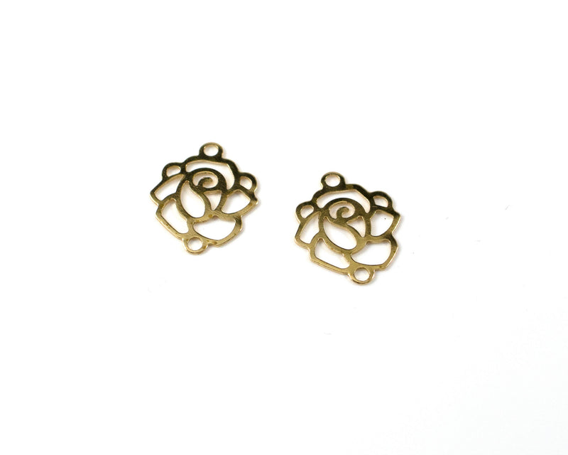 10 x Raw Brass Flower Filigree Link, 16x13mm (C0102)