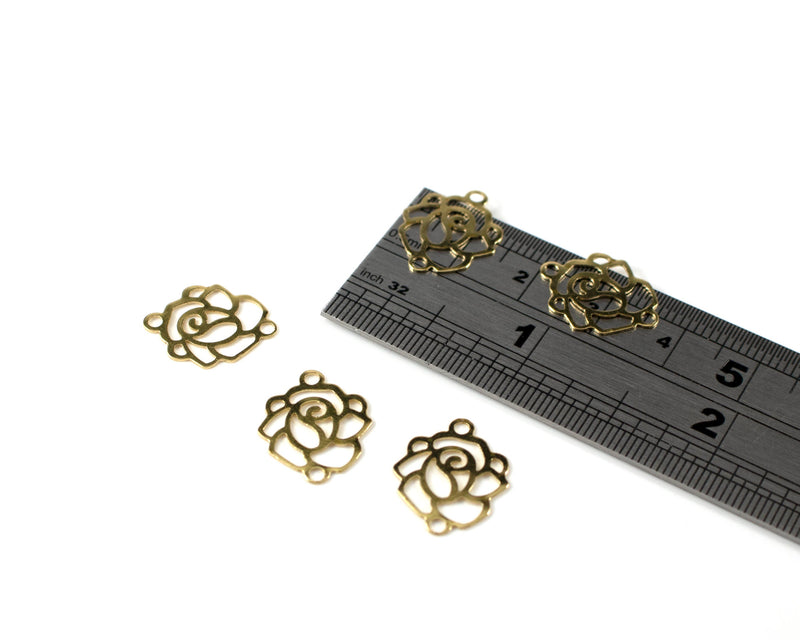 10 x Raw Brass Flower Filigree Link, 16x13mm (C0102)