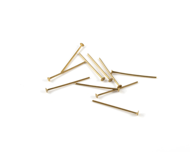 50 x Raw Brass Flat Head Pins, 20x0.7mm (C0713)