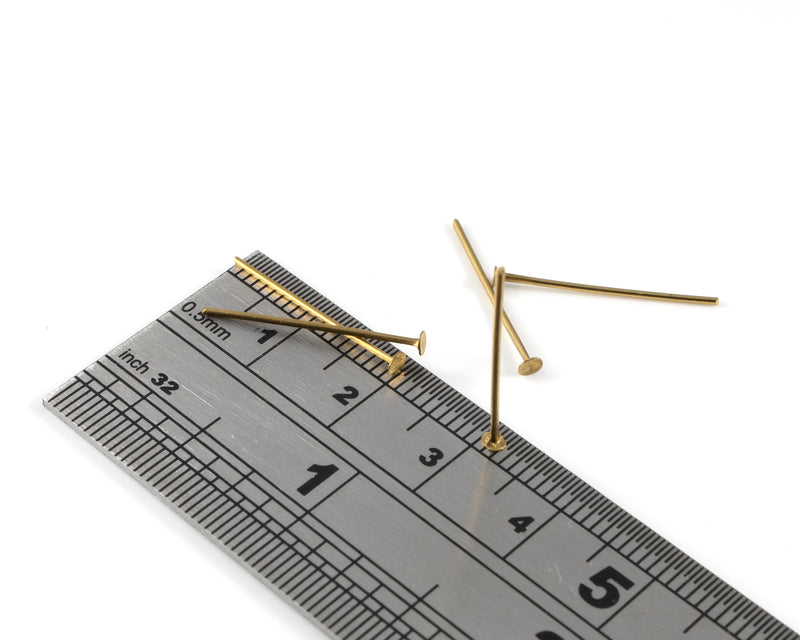 50 x Raw Brass Flat Head Pins, 20x0.7mm (C0713)