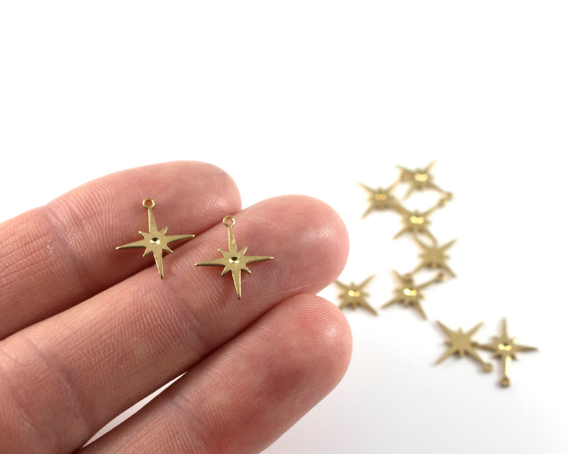 20 x Raw Brass Northern Star Charms, 14x12mm (C0256)