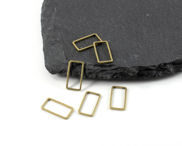 8 x Raw Brass Open Rectangle Connectors, 16x9mm (C0154)