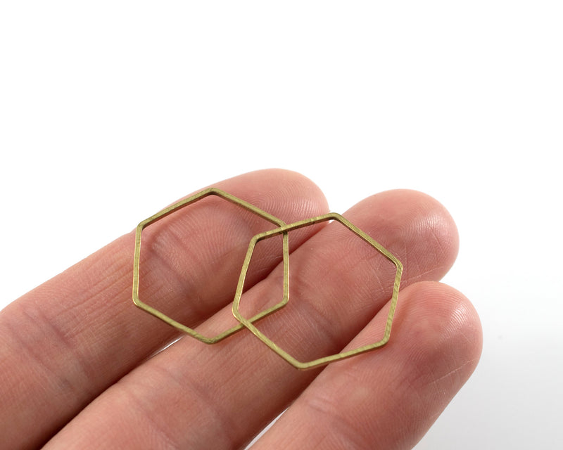 10 x Raw Brass Hexagon Rings, 25x22mm (C0163)