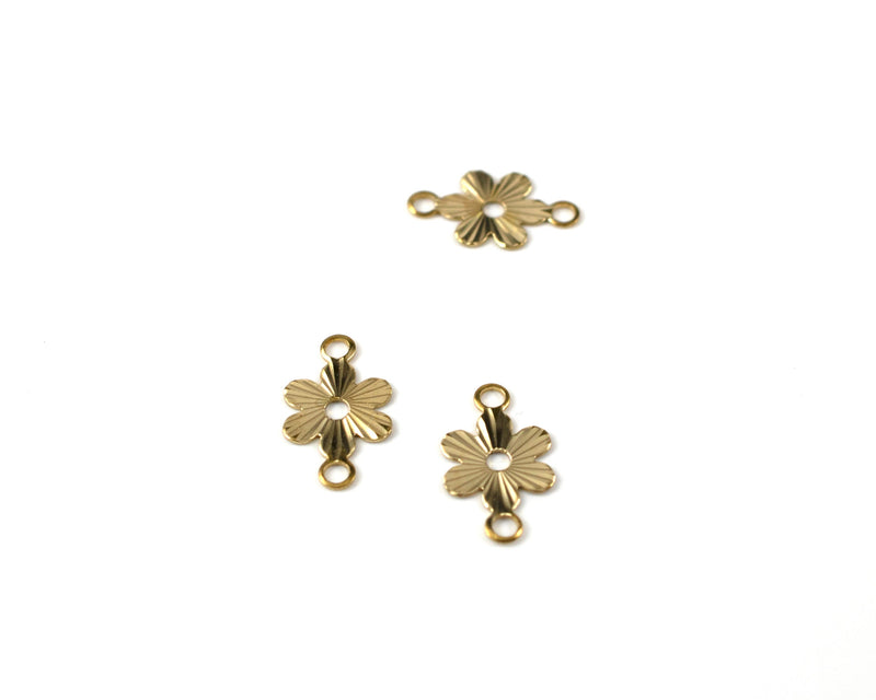 10 x Raw Brass Flower Links, 16x9mm (C0101)