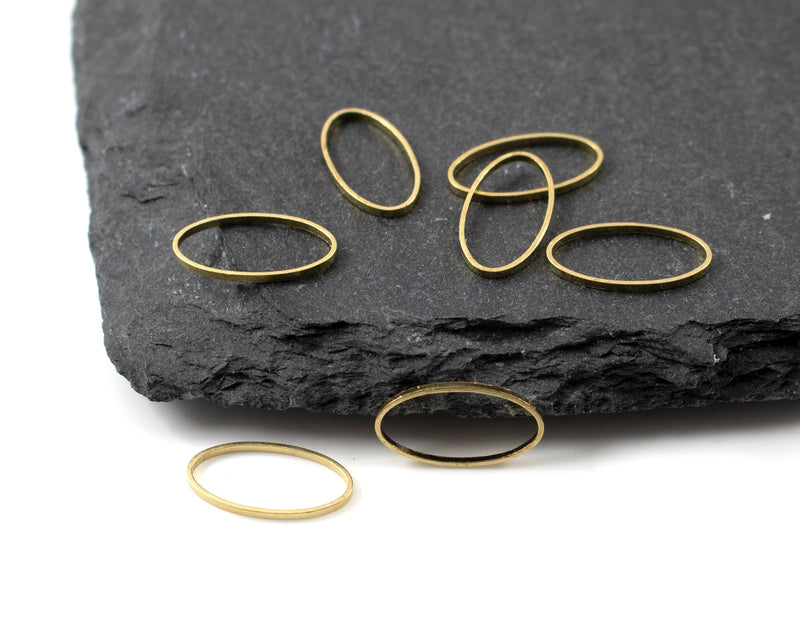 20 x Raw Brass Open Oval Linking Rings, 18x8mm (C0297)