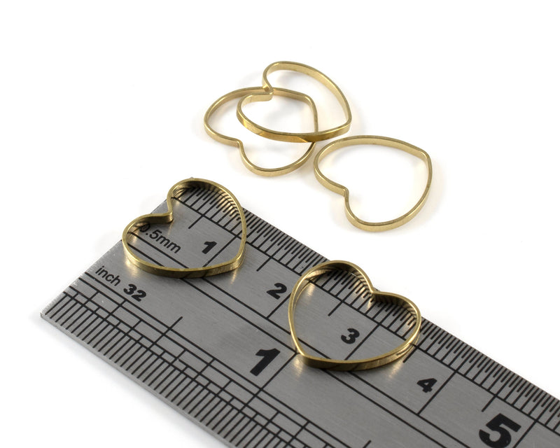 20 x Raw Brass Open Heart Links, 14x13mm Heart Connectors (C0388)