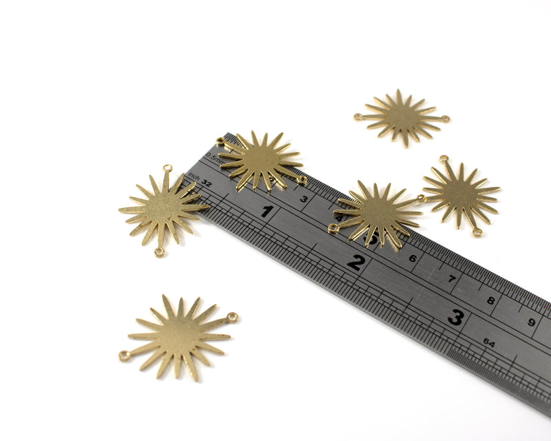 6 x Raw Brass Sun Links, 27x22mm (C0062)