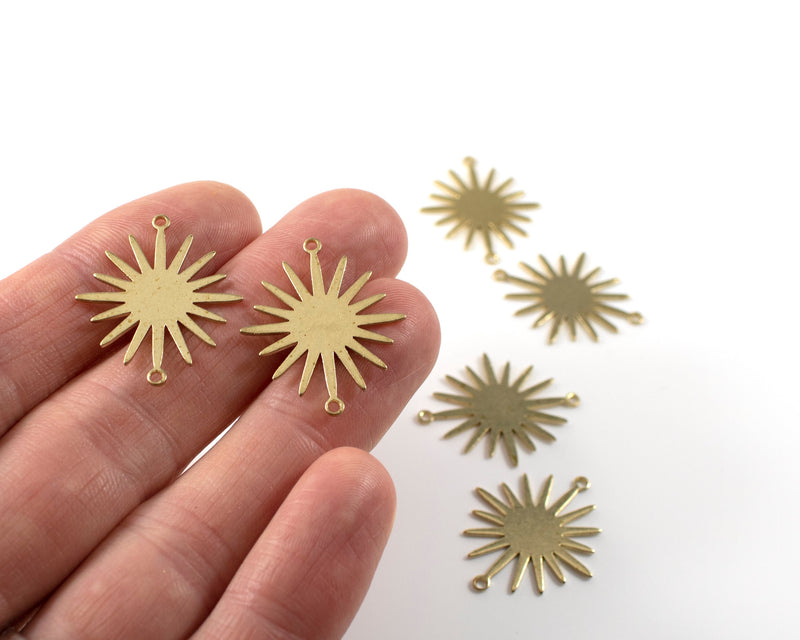 6 x Raw Brass Sun Links, 27x22mm (C0062)