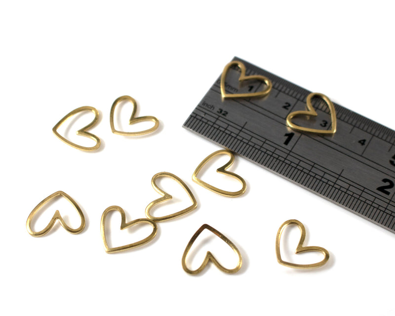 20 x Raw Brass Irregular Tiny Heart Charms, 7x9mm (C0683)