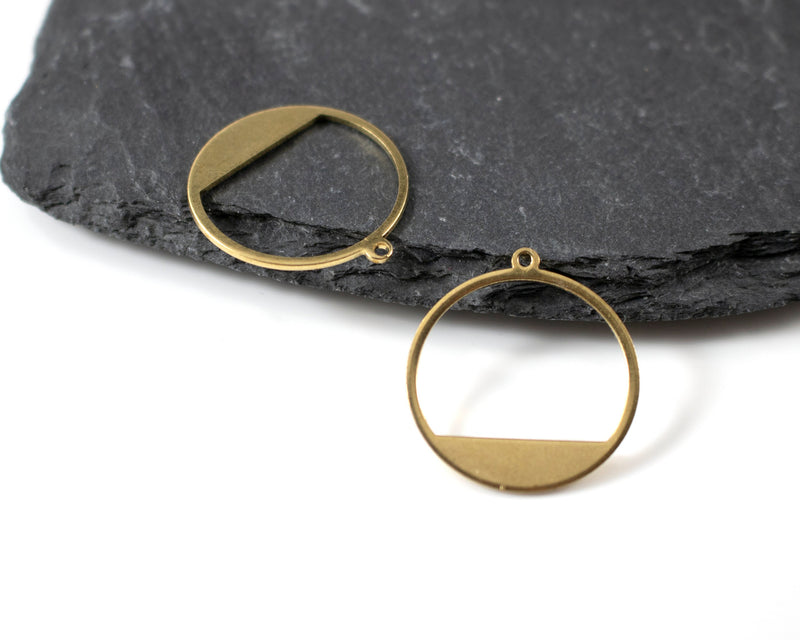 6 x Raw Brass Open Circle Pendants, 21x23mm (C0109)