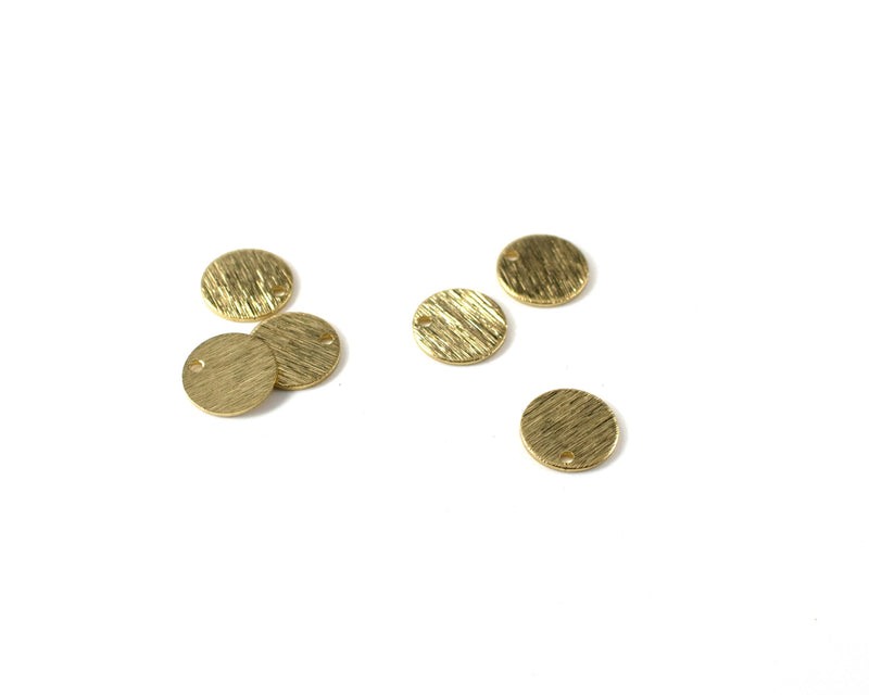 20 x Textured Raw Brass Disc Charms, 10x0.8mm (C0172)