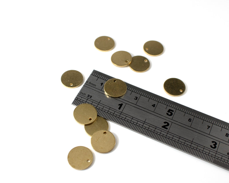 10 x Raw Brass Coin Charms, 12mm (C0180)