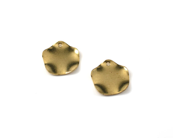 6 x Raw Brass Twisted Wavy Round Charms, 15x0.8mm (C0081)