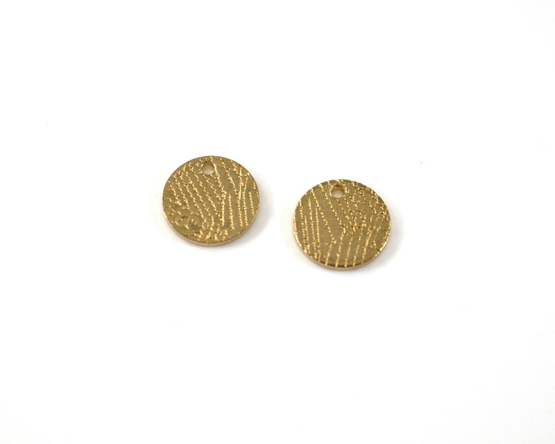 8 x Raw Brass Round Textured Coin, 10mm (C0265)