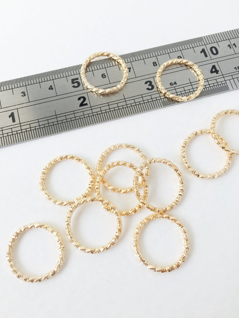 20 x Textured Champagne Gold Hoop Connectors 18mm (1705)