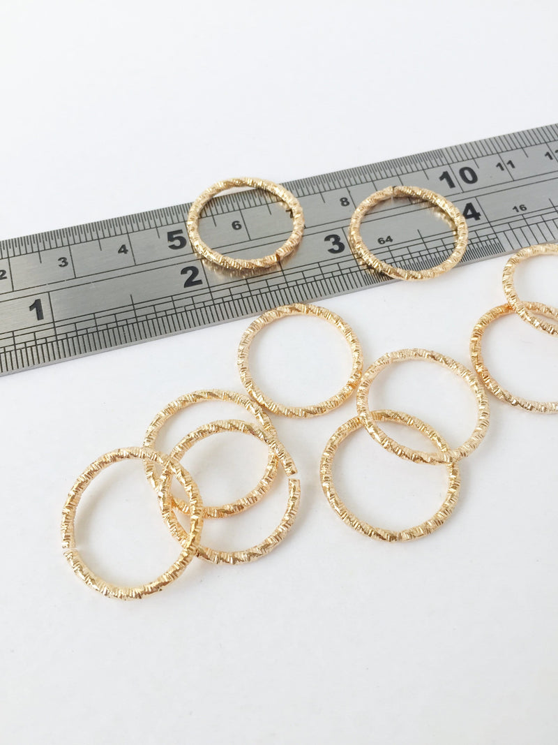 10 x Textured Gold Open Hoop Connectors, 20mm (1704)