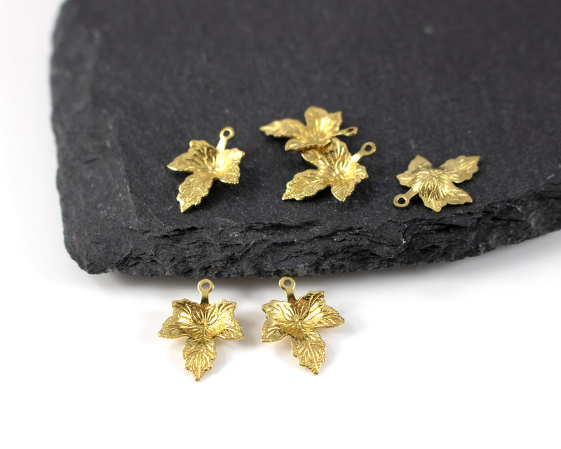 8 x Maple Leaf Textured Cambered Leaf Charm, 16x12mm (C0286)