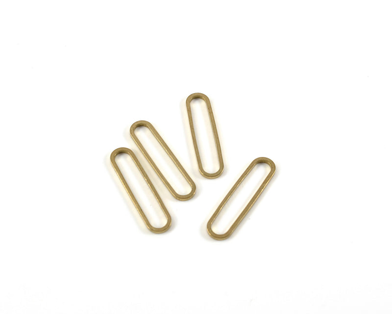 20 x Raw Brass Long Open Oval Geometric Connectors, 26x6mm (C0151)