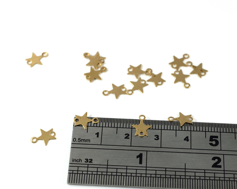 40 x Raw Brass Star Connectors, 9x7mm (C0433)