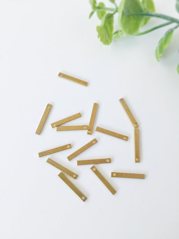 16 x Raw Brass Flat Bar Charms, 15x2mm (C0011)