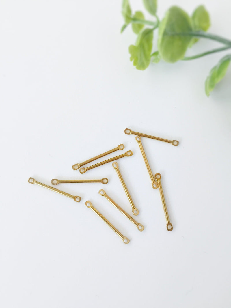 30 x Raw Brass Unplated Bar Connectors, 20x1.2mm (C0002)