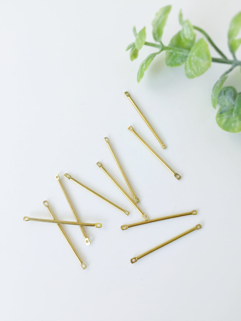 20 x Raw Brass Bar Connectors, 30x1.1mm Stick Links (C0003)