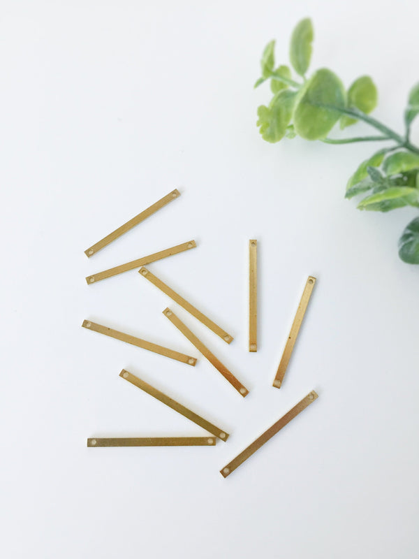 8 x Raw Brass Flat Bar Connectors, 30x2mm Stick Links (C0014)