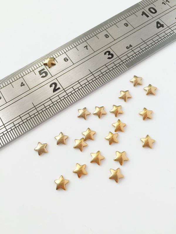 10 x Raw Brass Tiny Star Flat Back Cabochons, 4x4mm (C0248)