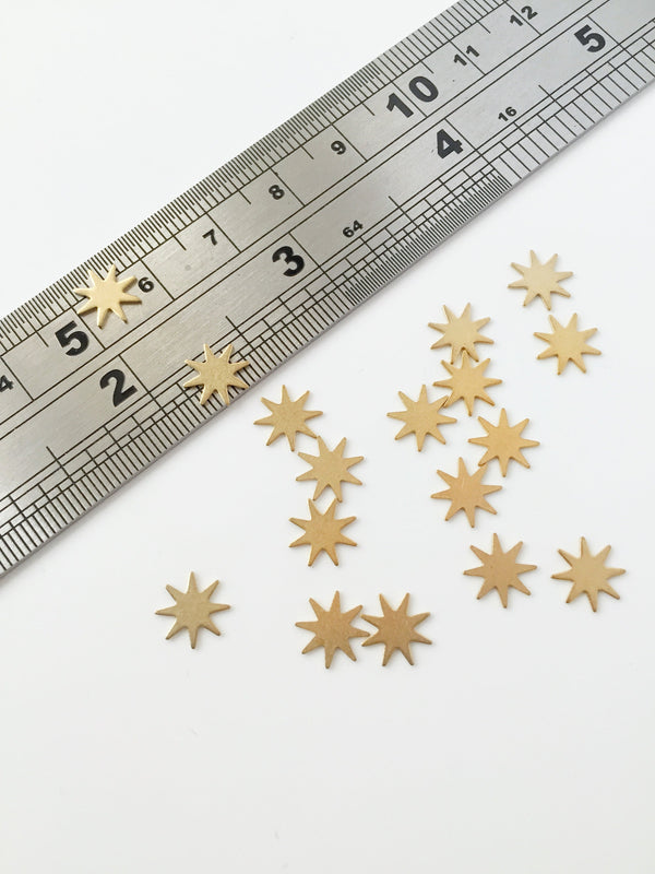 30 x Raw Brass Star Blanks, 8mm Brass Star Flat Back Cabochons (C0249)