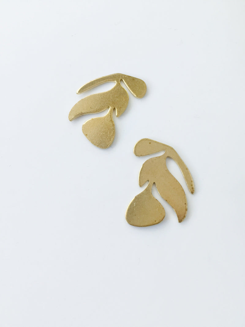 4 x Raw Brass Leaf Charm Blanks without Hole, 21x17mm (C0048)