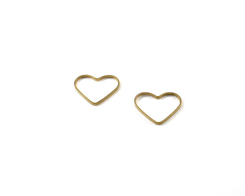 20 x Raw Brass Open Heart Connectors, 18x15mm (C0363)