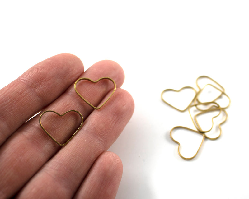 20 x Raw Brass Open Heart Connectors, 18x15mm (C0363)