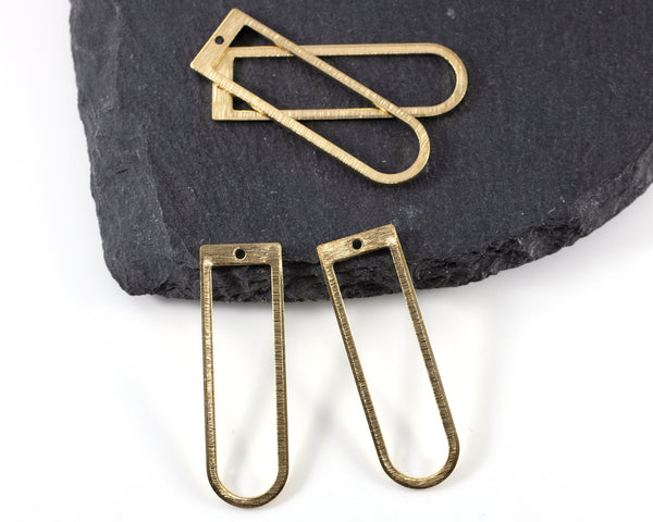 8 x Raw Brass Open D-shape Pendants, 40x12mm (C0676)