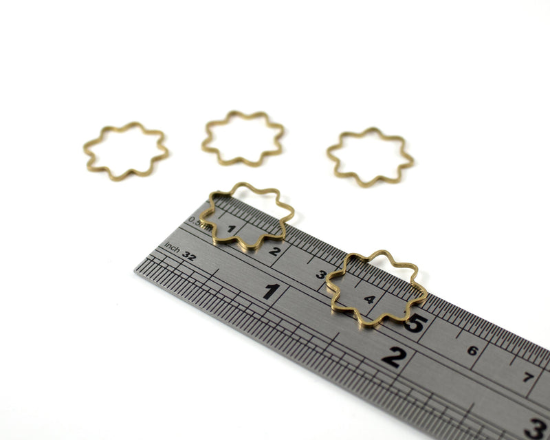 10 x Raw Brass Floral Connectors, 17mm Open Geometric Brass Links (C0612)