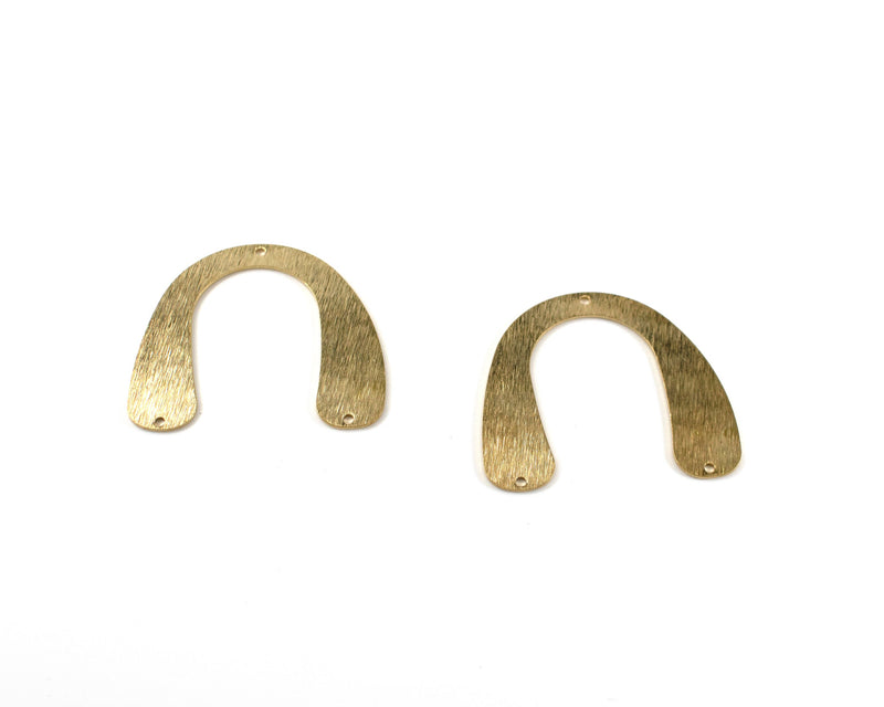 8 x Raw Brass Textured Arch Pendants, 35x31mm (C0679)