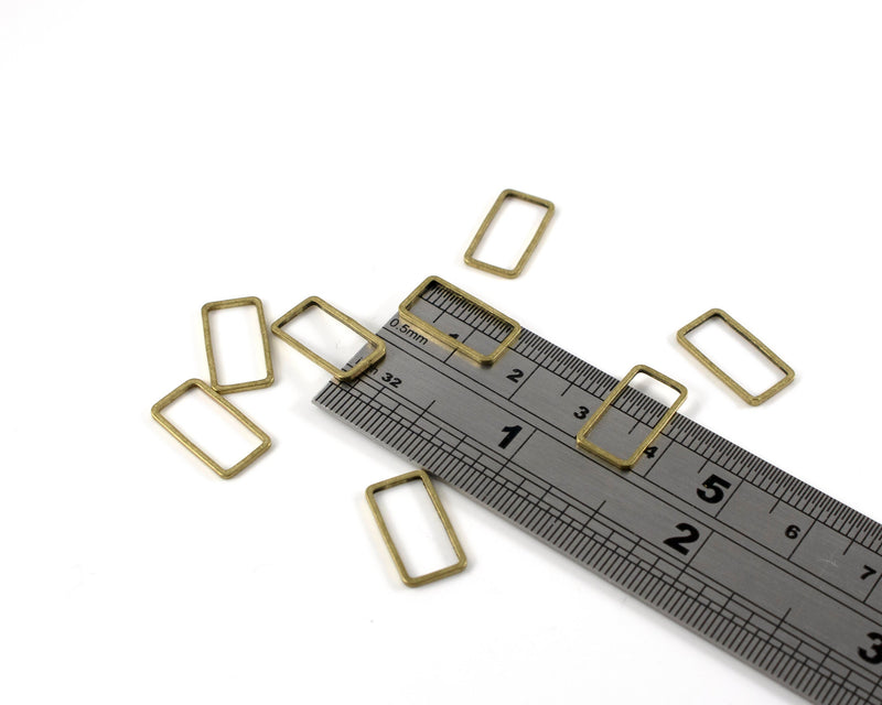 8 x Raw Brass Open Rectangle Connectors, 16x9mm (C0154)