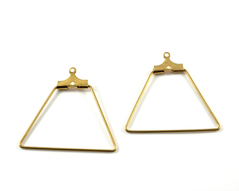 4 x Raw Brass Open Trapezoid Beadable Pendants, 27x26mm (C0437)