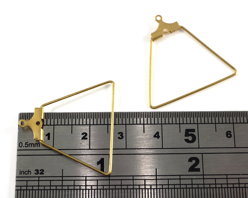 4 x Raw Brass Open Trapezoid Beadable Pendants, 27x26mm (C0437)