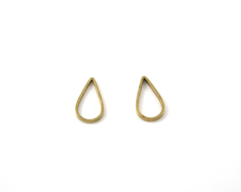 30 x Tiny Raw Brass Teardrop Connectors, 11x6mm (C0299)