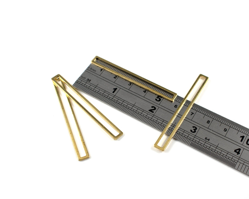 4 x Raw Brass Rectangular Connector, 56x7mm (C0030)